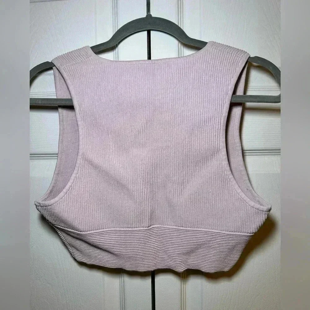 Aritzia Babaton Halo Pink Sculpt Knit Deep V Tank - Size L - Picture 4 of 4